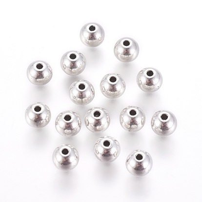 Perles en alliage de style tibétain, sans cadmium et sans plomb, ronde, 6mm, Trou: 1mm