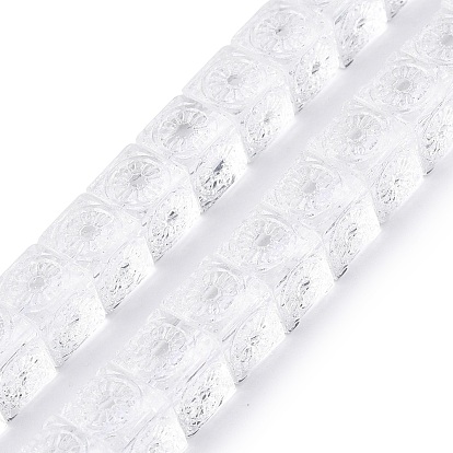 Прозрачные стеклянные бусины, Кубик с цветком