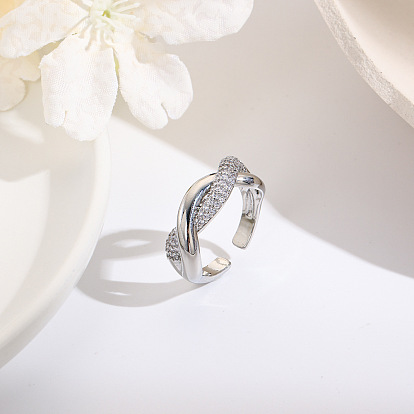 Кольца-манжеты из латуни с микропаве из прозрачного кубического циркония