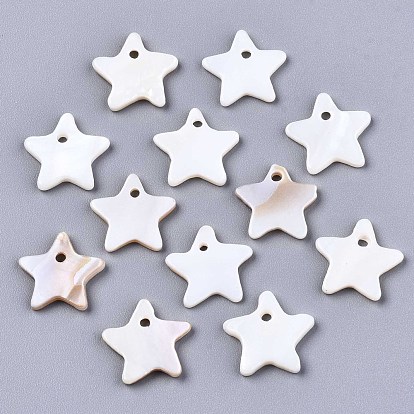 Natural Freshwater Shell Charms, Star