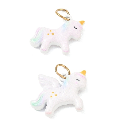 304 colgantes de esmalte de acero inoxidable, encantos de unicornio