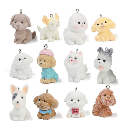 Кулоны из флокированной смолы, собака, с железной платиной петлей