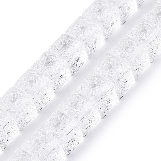 Прозрачные стеклянные бусины, Кубик с цветком