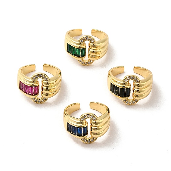 Открытое кольцо-манжета с овальной пряжкой из кубического циркония, широкое женское кольцо из настоящей позолоченной латуни с покрытием 18k