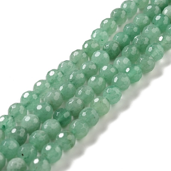 Naturelles aventurine verte brins de perles, à facettes (128 facettes), ronde