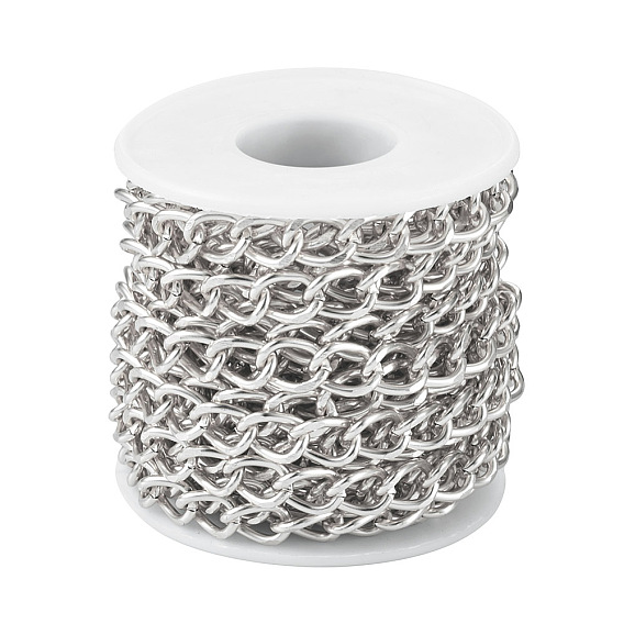 Aluminium Curb Chains, Unwelded, Silver, 11.5x8x1.8mm