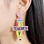 Teachers' Day Printed Acrylic Stud Dangle Earrings for Women