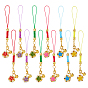12 шт. 6 цвета железо эмаль цветок и колокольчик подвеска мобильный ремешки, с полиэфирным кордом