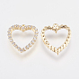 Brass Micro Pave Cubic Zirconia Charms, Open Heart