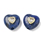 Dyed Natural Lapis Lazuli Beads, Heart, with Brass Micro Pave Clar Cubic Zirconia Findings, Golden