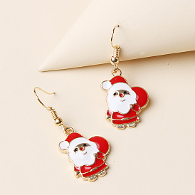 Encantadores aretes de Papá Noel para Navidad: joyas navideñas elegantes y pequeñas