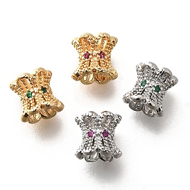 Латунные микро проложить кубического циркония бусы, без кадмия, без никеля и без свинца, цветок