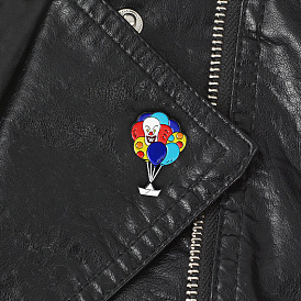 Colorful Balloon Pin with Playful Circus Clown and Horror Carnival Design