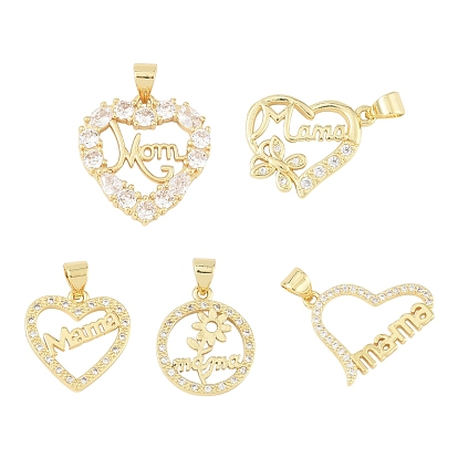 5 шт 5 стильные латунные подвески из прозрачного кубического циркония с микропаве, с кнопкой на поруки, день матери, долговечный