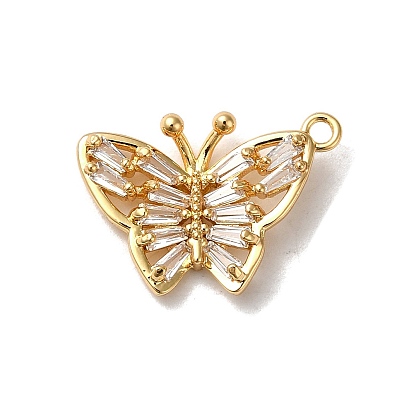 Brass Pendants, with Glass, Butterfly Charm