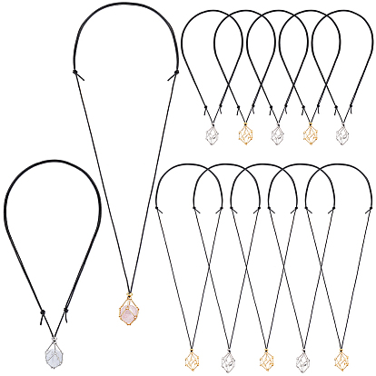 10шт. 2 цвета латунный мешочек для макраме, пустой держатель для камней для изготовления подвесок и ожерелий, регулируемые кожаные ожерелья из коровьей кожи