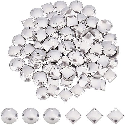 160 piezas 2 estilo 304 dijes de acero inoxidable, rombo y redondo y plano