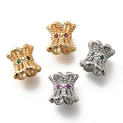 Латунные микро проложить кубического циркония бусы, без кадмия, без никеля и без свинца, цветок