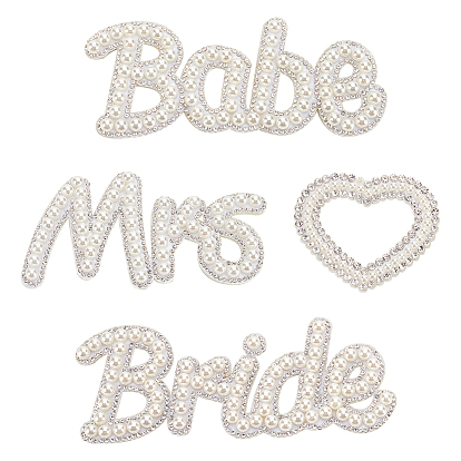 4 шт. 4 стили слова нетканые материалы компьютеризированная вышивка утюгом/пришивка патчей, с акриловыми шариками и горный хрусталь