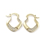 Twist Rhombus Brass with Cubic Zirconia Hoop Earrings, Long-Lasting Plated, Lead Free & Cadmium Free