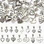 30 шт 15 стили европейские подвески из сплава в тибетском стиле, Сердцевые серьги с отверстиями