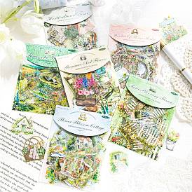 40Pcs Spring Plant Theme PET Self-Adhesive Stickers, for Scrapbooking, Travel Diary Craft