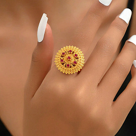 Messing-Fingerringe mit Mikropflaster und Zirkonia für Damen, Runde