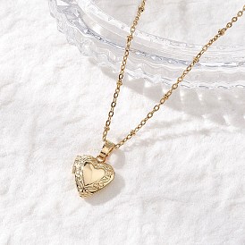 Латунный медальон в форме сердца с фотографией 304 цепочка-спутник из нержавеющей стали для женщин