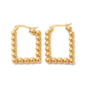 Ion Plating(IP) 304 Stainless Steel Rectangle Hoop Earrings for Women