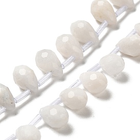 Natural Rainbow Moonstone Beads Strands, Faceted, Top Drilled, Teardrop