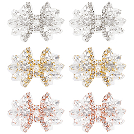 6шт. 3 стильные блестящие термоклеящиеся стразы нашивки, которые можно приклеить утюгом (с обратной стороны — термоплавкий клей), аксессуары для костюма, для свадебного пояса, цветок