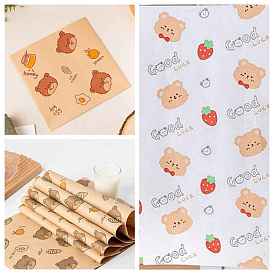 Bear Pattern Paper Sheets, Cookery Greaseproof Wrapping Paper, Package Paper, Rectangle/Square