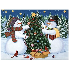 Christmas Snowman DIY Diamond Painting Kit, Including Resin Rhinestones Bag, Diamond Sticky Pen, Tray Plate and Glue Clay