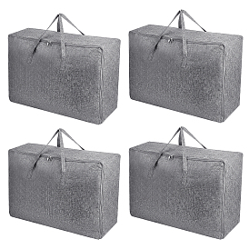 4 pièces 2 styles Sacs de rangement zippés pour couettes en coton et lin avec poignée, rectangle