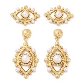 Латунь серьги, с жемчужными бусинами из абс-пластика, без свинца и без кадмия, долговечный