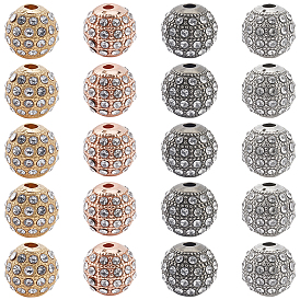 20шт 4 цвета сплава горный хрусталь бусины, круглые