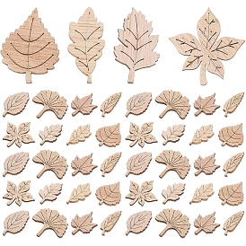 Unfinished Wooden Leaf Sheet Sets, for Children's Creative Paintings Craft Toys