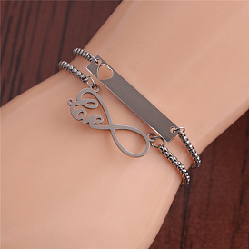 Adjustable Titanium Steel 8-shaped Heart LOVE Bracelet for Men and Women Jewelry