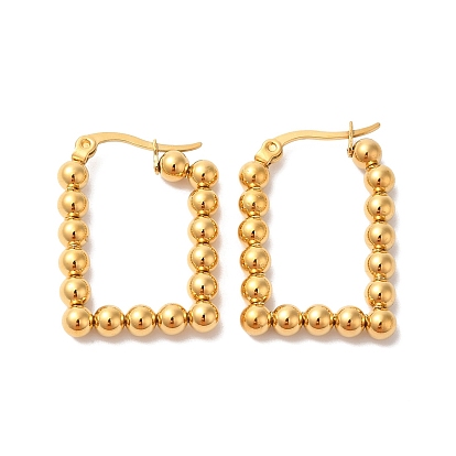 Ion Plating(IP) 304 Stainless Steel Rectangle Hoop Earrings for Women