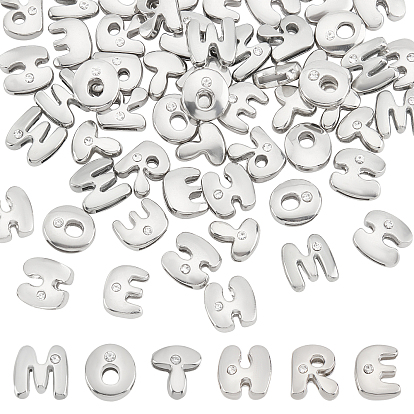 60 шт 6 стильные бусины-слайдеры для изготовления браслетов для часов, Платиновый сплав кристалл горного хрусталя подвески, без кадмия, без никеля и без свинца