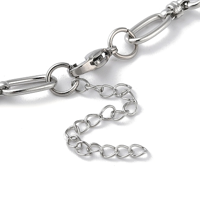 304 Stainless Steel Oval & Ring Link Chain Necklaces for Women