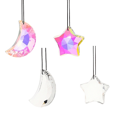 Стеклянные подвески-ловцы солнца в виде луны и звезды, Подвесное призматическое украшение для окна и сада.