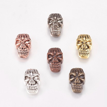 Alloy Skull Beads, Cross Hole Beads