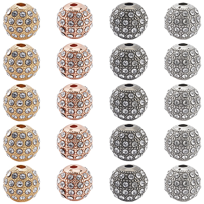 20шт 4 цвета сплава горный хрусталь бусины, круглые