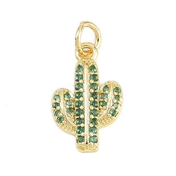 Латунные микро проложить кубического циркония подвески, кактус прелести, долговечный, стойки покрытие, без свинца и без кадмия, зелёные
