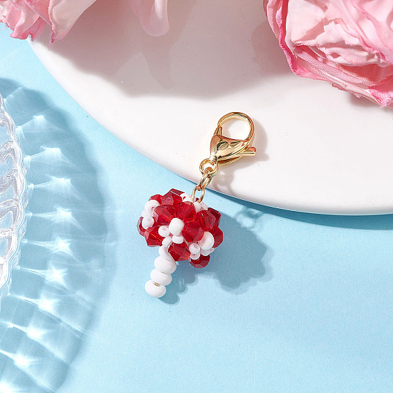 Подвесные украшения из стеклянных бусин ручной работы, карабины для украшений сумок, гриб