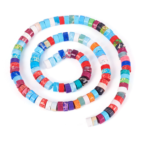 2 нити синтетических бусин императорской яшмы, окрашенных в массе, диск, Heishi бусы