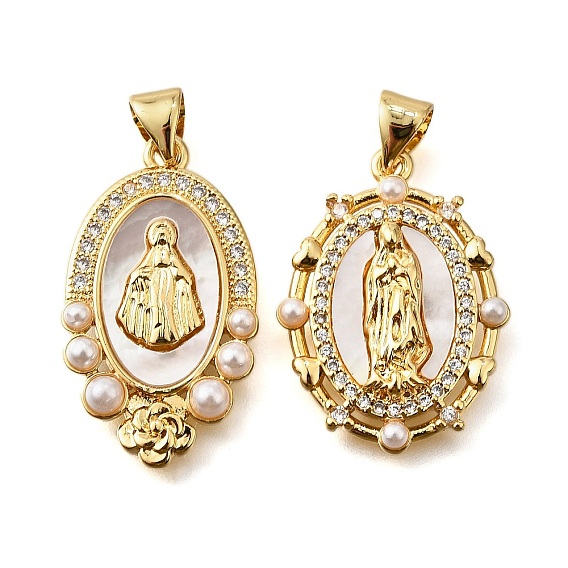 Латунные микропаве кубические цирконии АБС имитация жемчуга подвески, без кадмия и без свинца, с оболочкой, выяснить