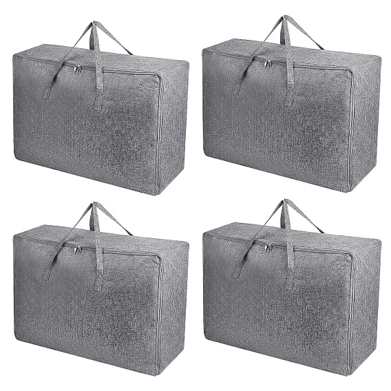 4Pcs 2 Styles Cotton and Linen Quilt Storage Zipper Bags with Handle, Rectangle