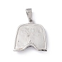 304 Stainless Steel Pendants, Trapezoid with Kylin Pattern Charms